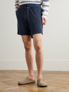 Frescobol Carioca - Augusto Straight-Leg Cotton, Lyocell and Linen-Blend Terry Drawstring Shorts - Blue