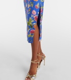 Carolina Herrera Floral ruched cotton-blend midi skirt