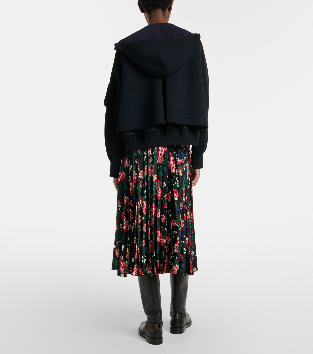 Sacai Printed plissé midi skirt