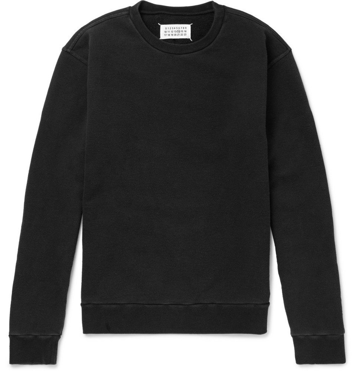 Photo: Maison Margiela - Vinyl-Trimmed Stretch-Cotton Jersey Sweatshirt - Men - Black
