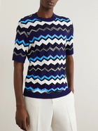 Missoni - Striped Textured Cotton-Blend T-Shirt - Blue