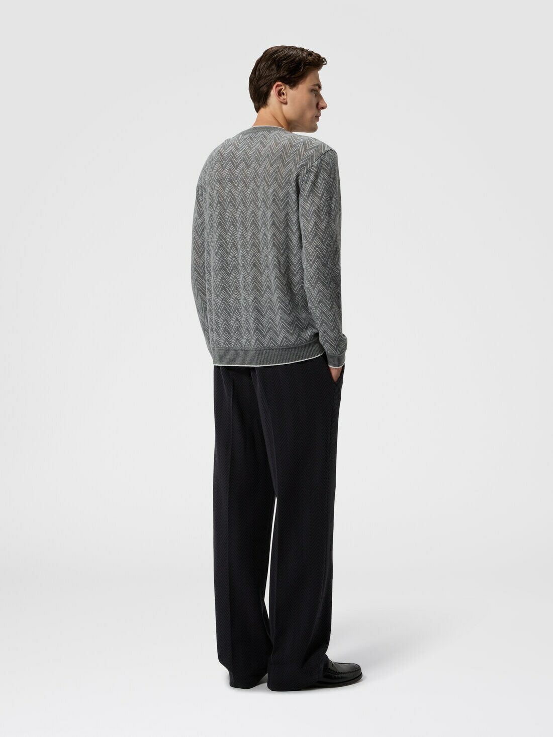 Missoni - Long-sleeve cashmere zig zag sweater, Men, Grey