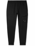 C.P. Company - Tapered Logo-Appliquéd Cotton-Jersey Cargo Sweatpants - Black