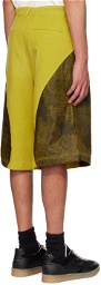 Andersson Bell Khaki & Yellow Paneled Shorts