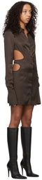 Lado Bokuchava SSENSE Exclusive Brown Cut-Out Shirt Mini Dress