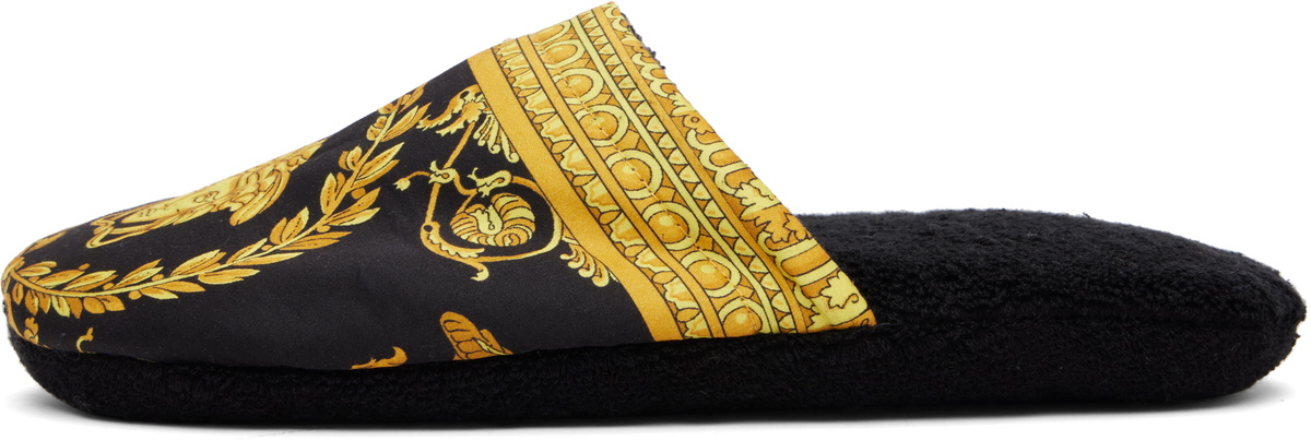Versace Black 'I Heart Baroque' Slippers
