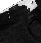 AMIRI - Slim-Fit Silk Twill-Trimmed Metallic Wool-Blend Bouclé Trousers - Black
