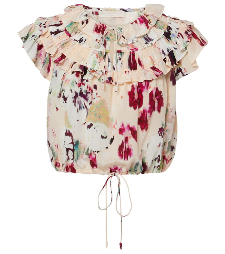 Photo: Ulla Johnson Eleonore floral ruffled silk crop top