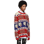 Gucci Blue and Red Jacquard Symbols Sweater