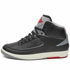 Air Jordan Men's 2 Retro Sneakers in Black/Cement Grey/Red/Sail