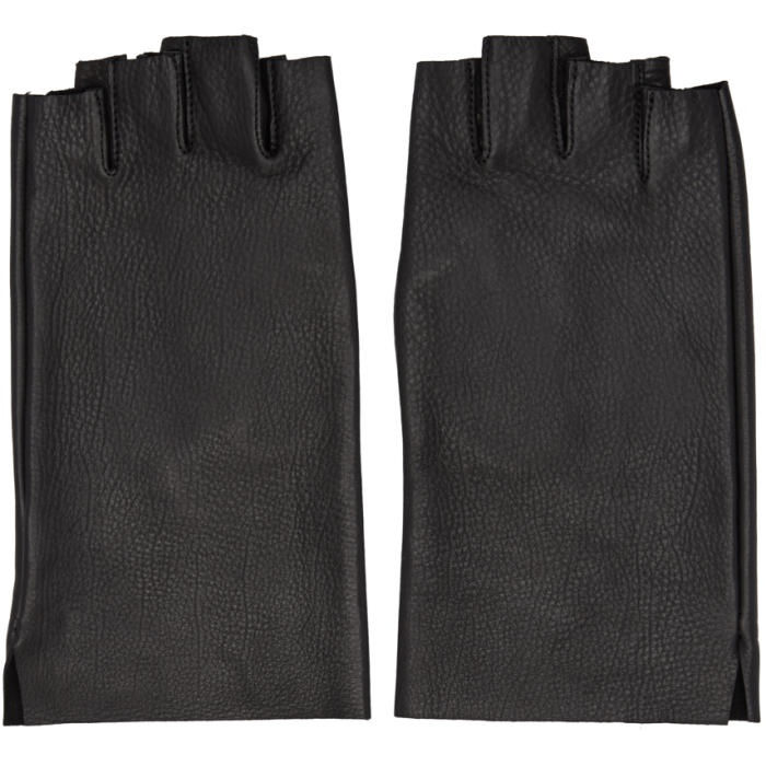 Photo: Attachment Black Leather Fingerless Gloves
