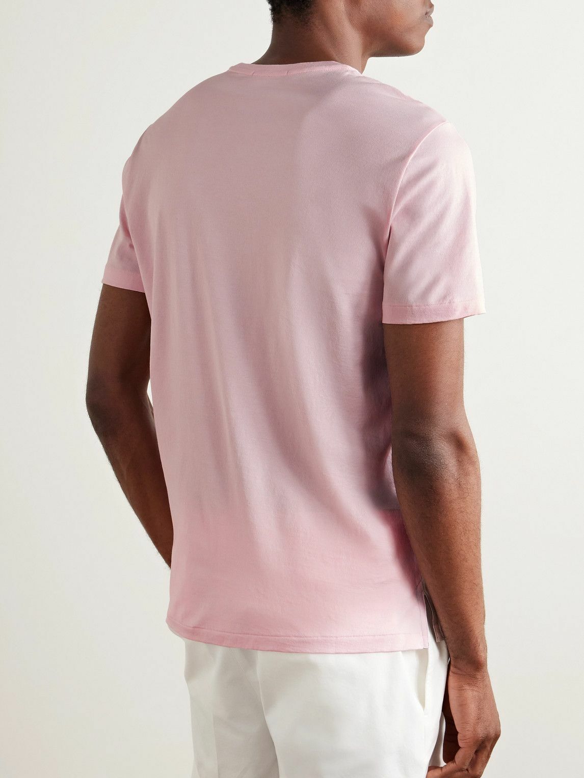 Ralph Lauren Purple label - Logo-Embroidered Cotton-Lisle T-Shirt - Pink
