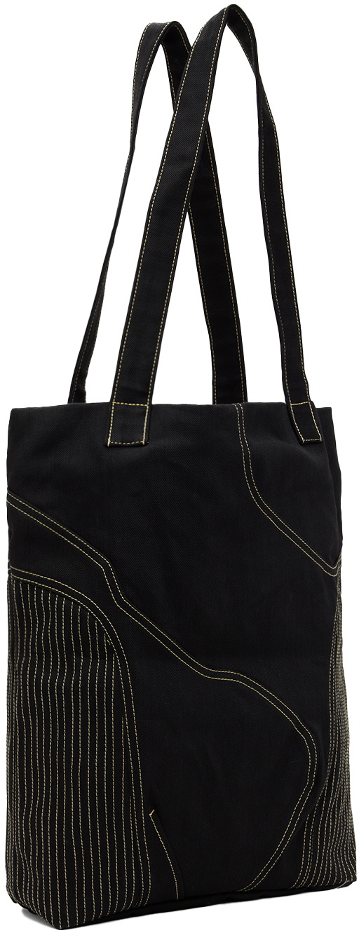 Vejas Maksimas Black Moto Denim Tote Bag