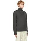 Lemaire Grey Wool V-Neck Long Sleeve Polo
