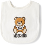 Moschino Baby White Bear Beanie & Bib Set