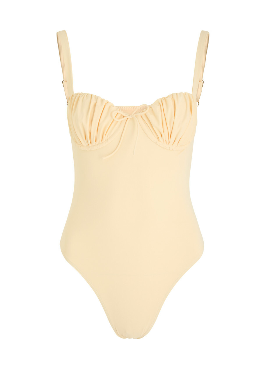 Faithfull The Brand Dinard Gathered Swimsuit Off White