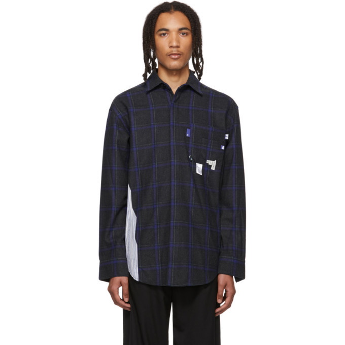 Photo: ADER error Navy Wool Check Stain Shirt