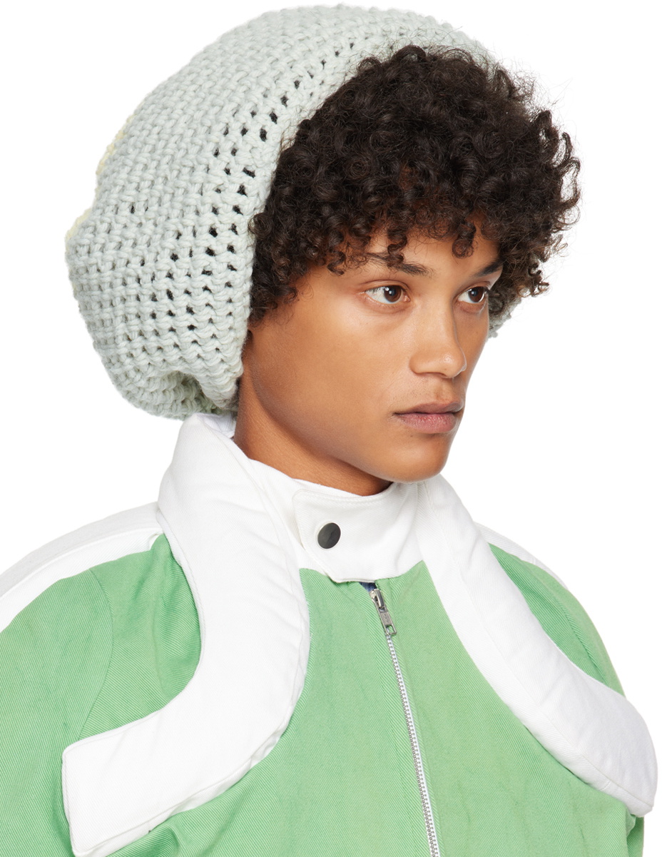 Stanley Raffington SSENSE Exclusive Blue & Off-White Crochet Beanie