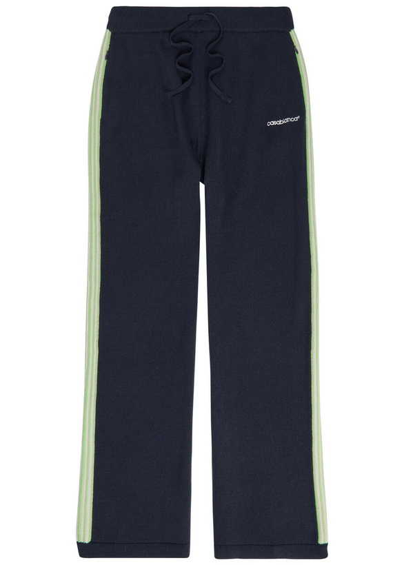 Photo: Casablanca Logo-embroidered Merino Wool Track Trousers Navy