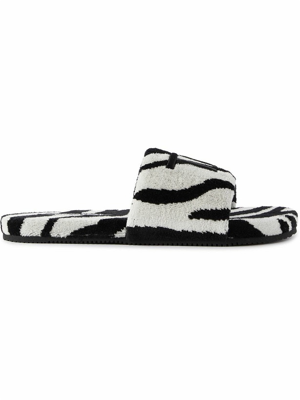 Photo: TOM FORD - Harrison Logo-Embroidered Zebra-Print Terry Sandals - White