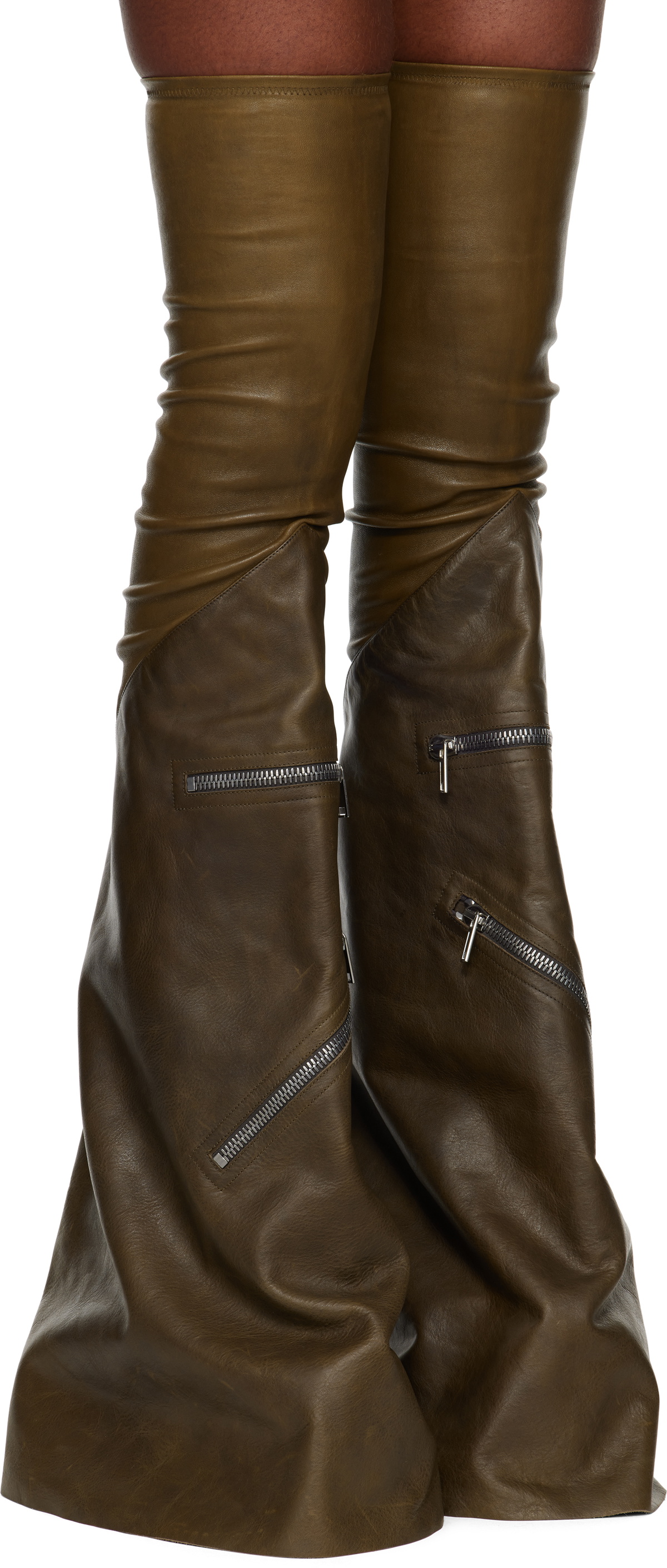 Rick Owens Tan Knee-High Boots 41/8 Rick Owens Over-the-knee boots for Women | Online Sale up to  main image 2