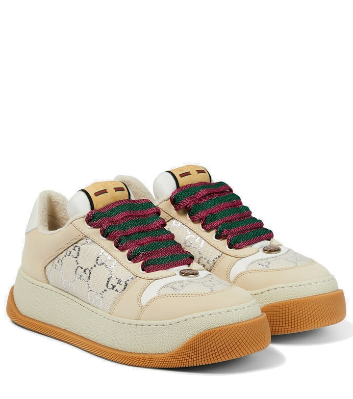 Photo: Gucci Screener GG leather-trimmed canvas sneakers