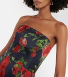 Carolina Herrera Floral strapless silk gown