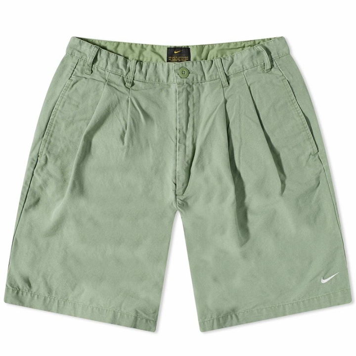 Photo: Nike Men's Life Pleated Chino Short in Oil Green/White