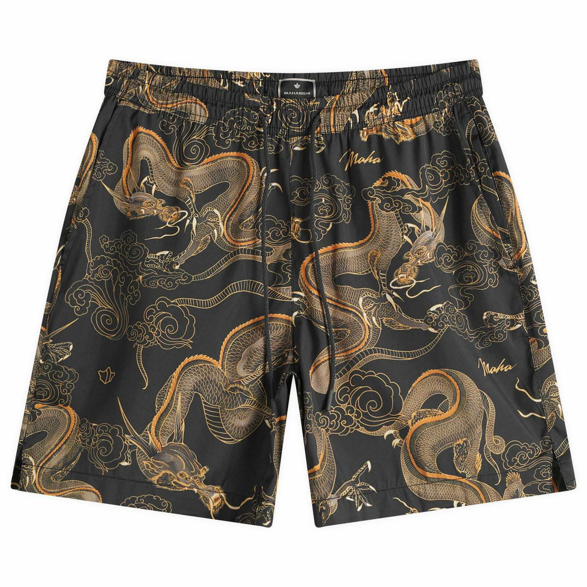 Maharishi Men's Dragon Swim Shorts in Black