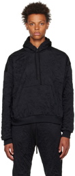 John Elliott Black Crinkled Hoodie