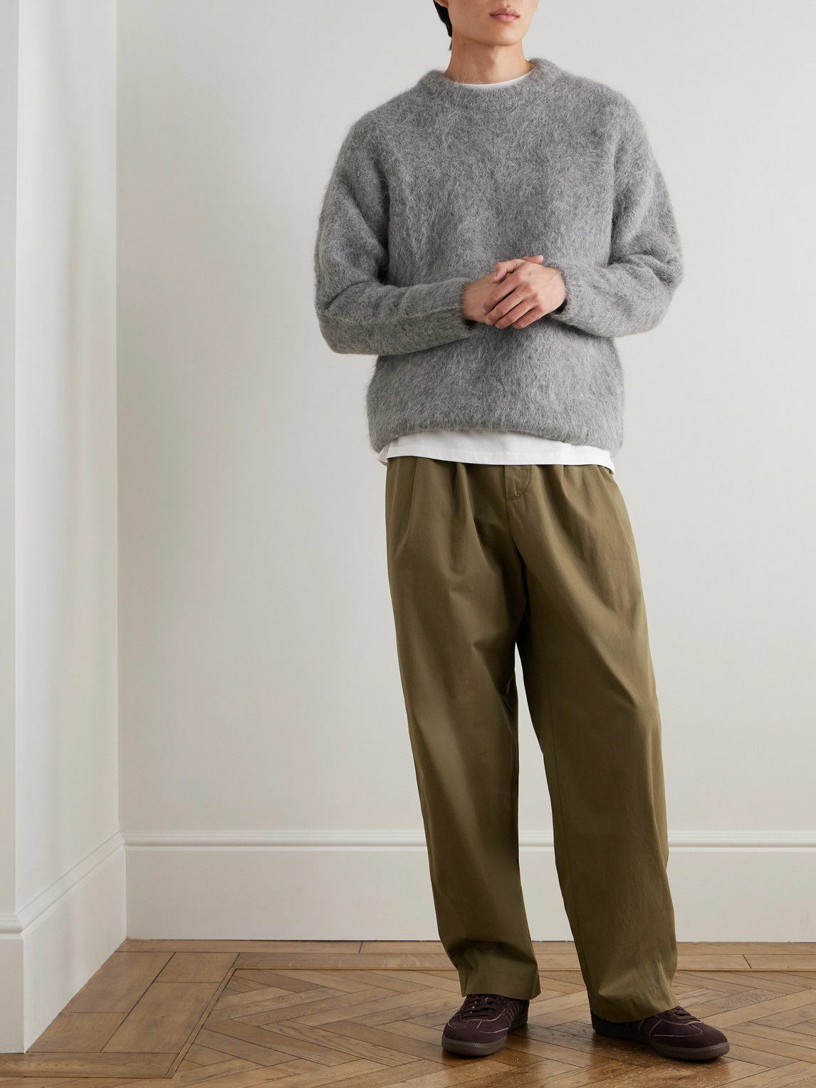 AGOLDE - Slater Straight-Leg Pleated Cotton-Twill Trousers - Green