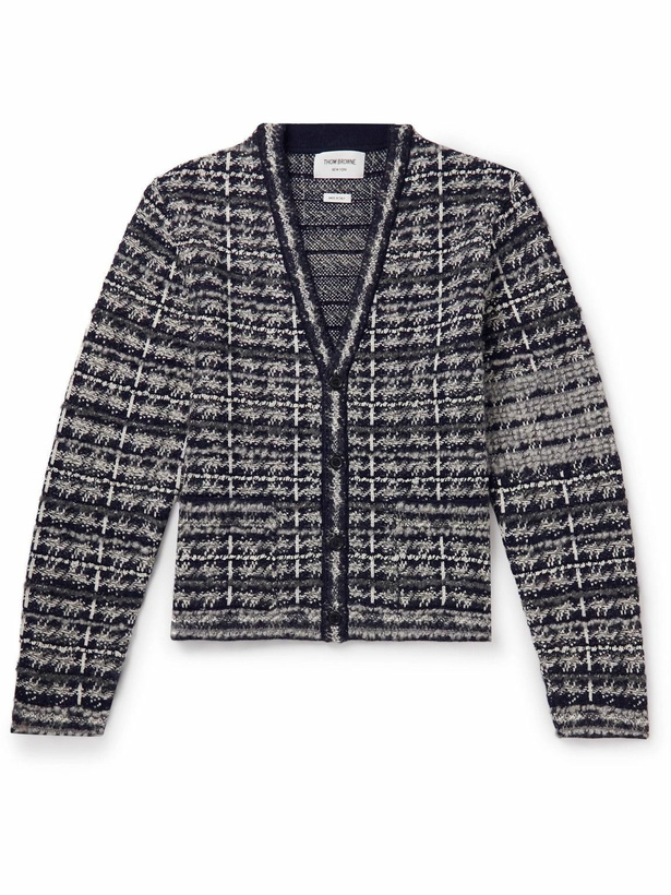 Photo: Thom Browne - Slim-Fit Checked Wool-Blend Cardigan - Gray