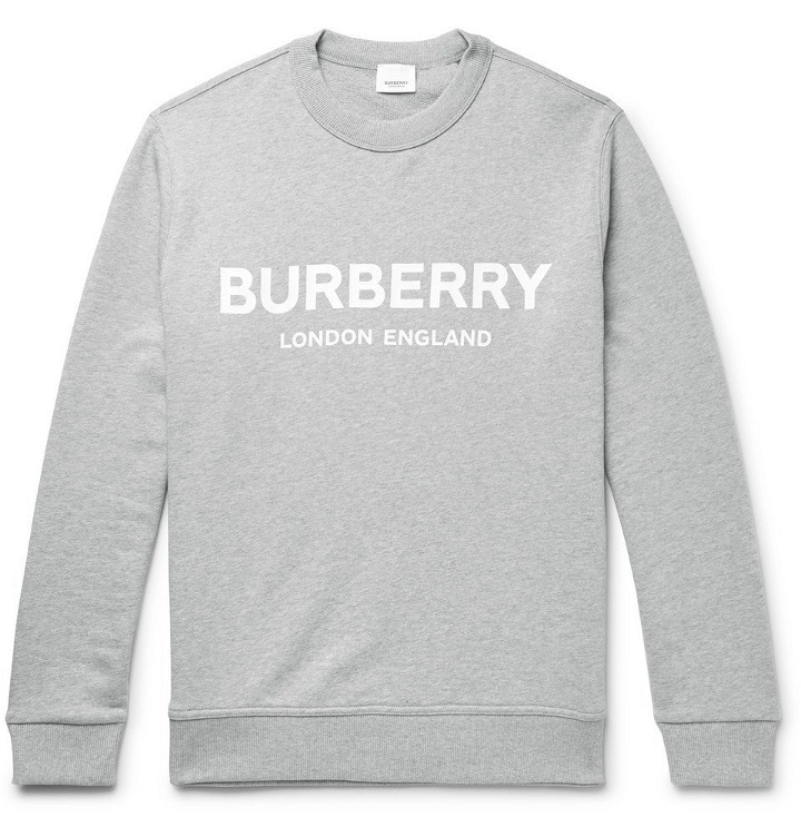 Photo: Burberry - Logo-Print Mélange Loopback Cotton-Jersey Sweatshirt - Gray