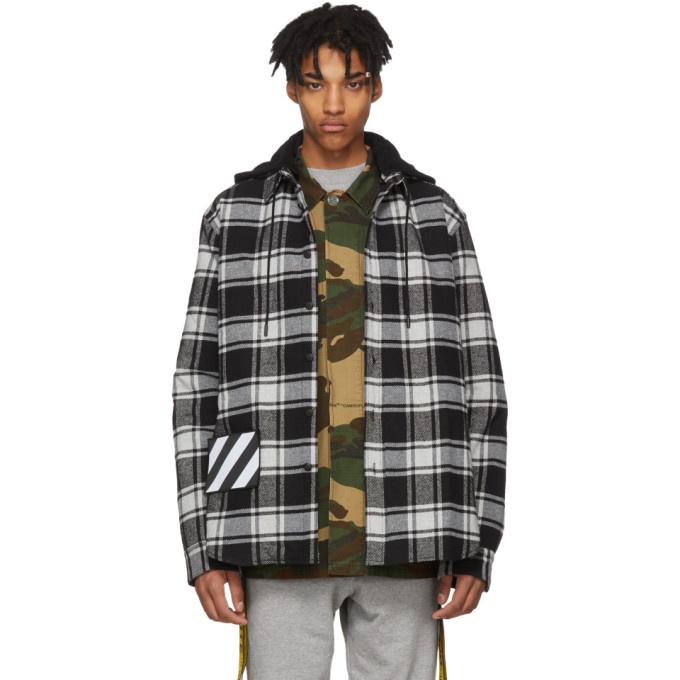 Photo: Off-White Black and Grey Padded Hoodie Shirt