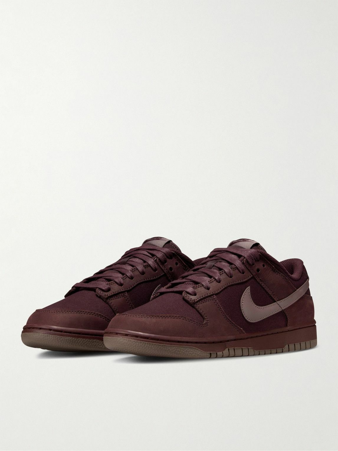 Nike - Dunk Low Retro PRM NBHD Suede-Trimmed Canvas Sneakers - Burgundy ...