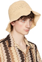 CMMN SWDN Beige Straw Bucket Hat