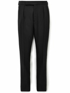 Ralph Lauren Purple label - Gregory Straight-Leg Pleated Wool-Barathea Tuxedo Trousers - Black