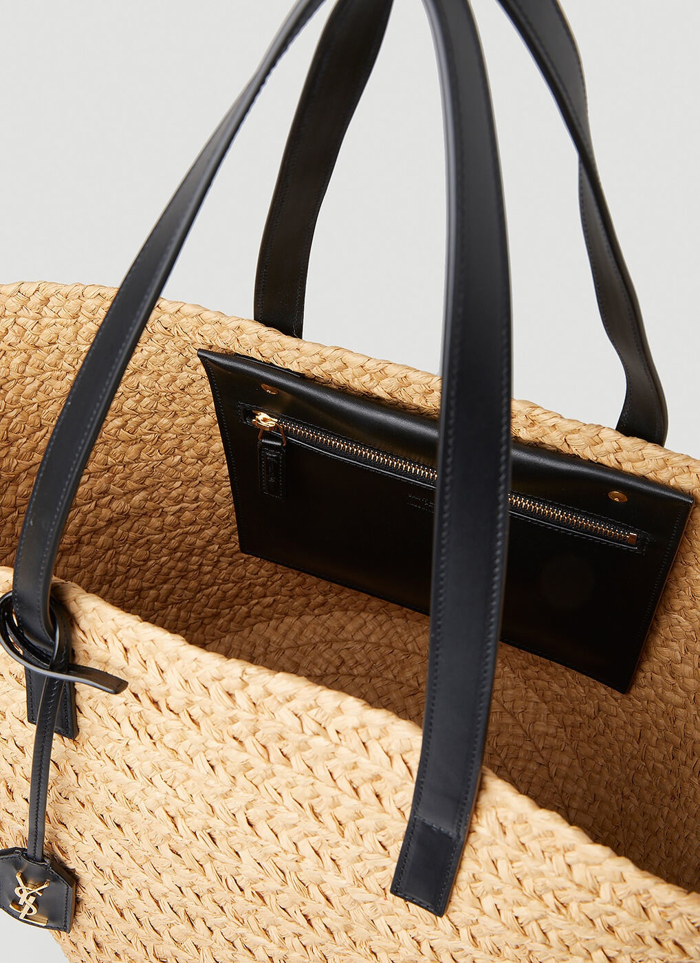 Prada Brown/Beige Raffia and Leather Medium Panier Top Handle Bag Prada