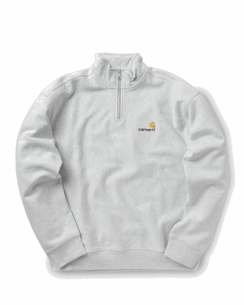 Photo: Carhartt Wip Half Zip American Script Sweatshirt Grey - Mens - Sweatshirts