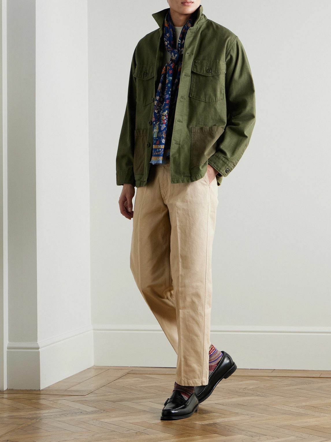 Drake's - Straight-Leg Peached Cotton-Twill Trousers - Neutrals