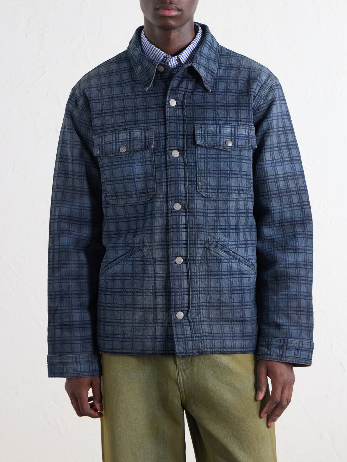 RRL - Holland Checked Denim Jacket - Blue