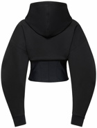 MUGLER - Fitted Cotton Crop Zip Hoodie