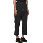 AMI Alexandre Mattiussi Black and White Striped Worker Trousers