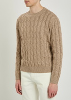 Zegna Cable-knit Linen-blend Jumper Brown