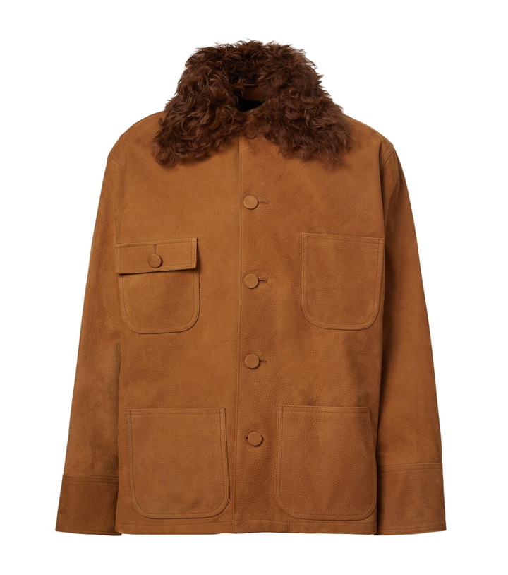 Photo: Plan C Shearling-trimmed suede field jacket