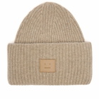 Acne Studios Women's Pansy Face Yak Beanie Hat in Greige Melange 