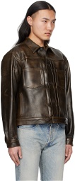 John Elliott Brown Thumper Leather Jacket