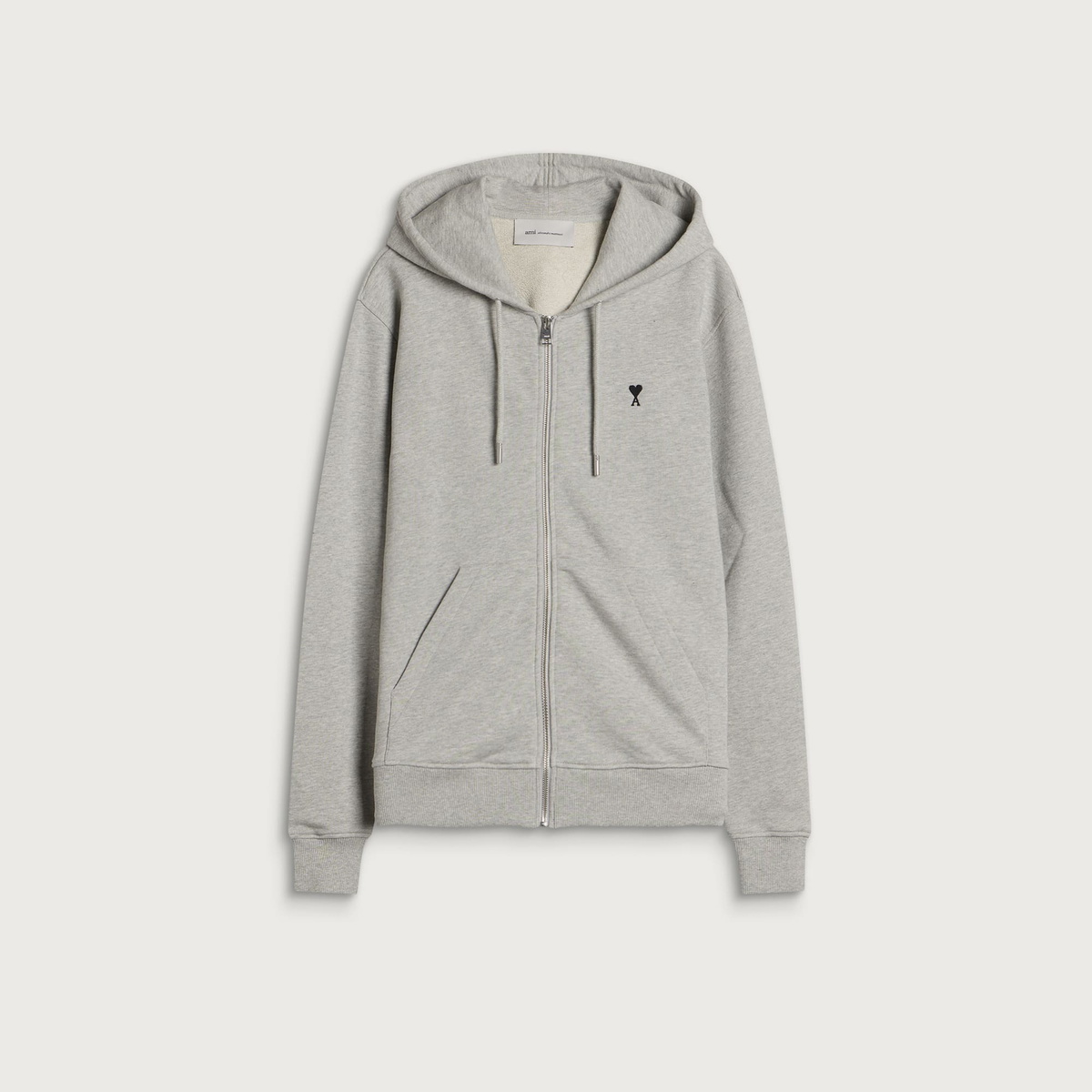 AMI Paris Men's ADC Loopback Zip Hoodie in Heather Ash Grey
