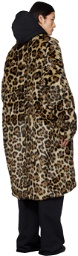Random Identities Brown & Beige Jaguar Faux-Fur Coat