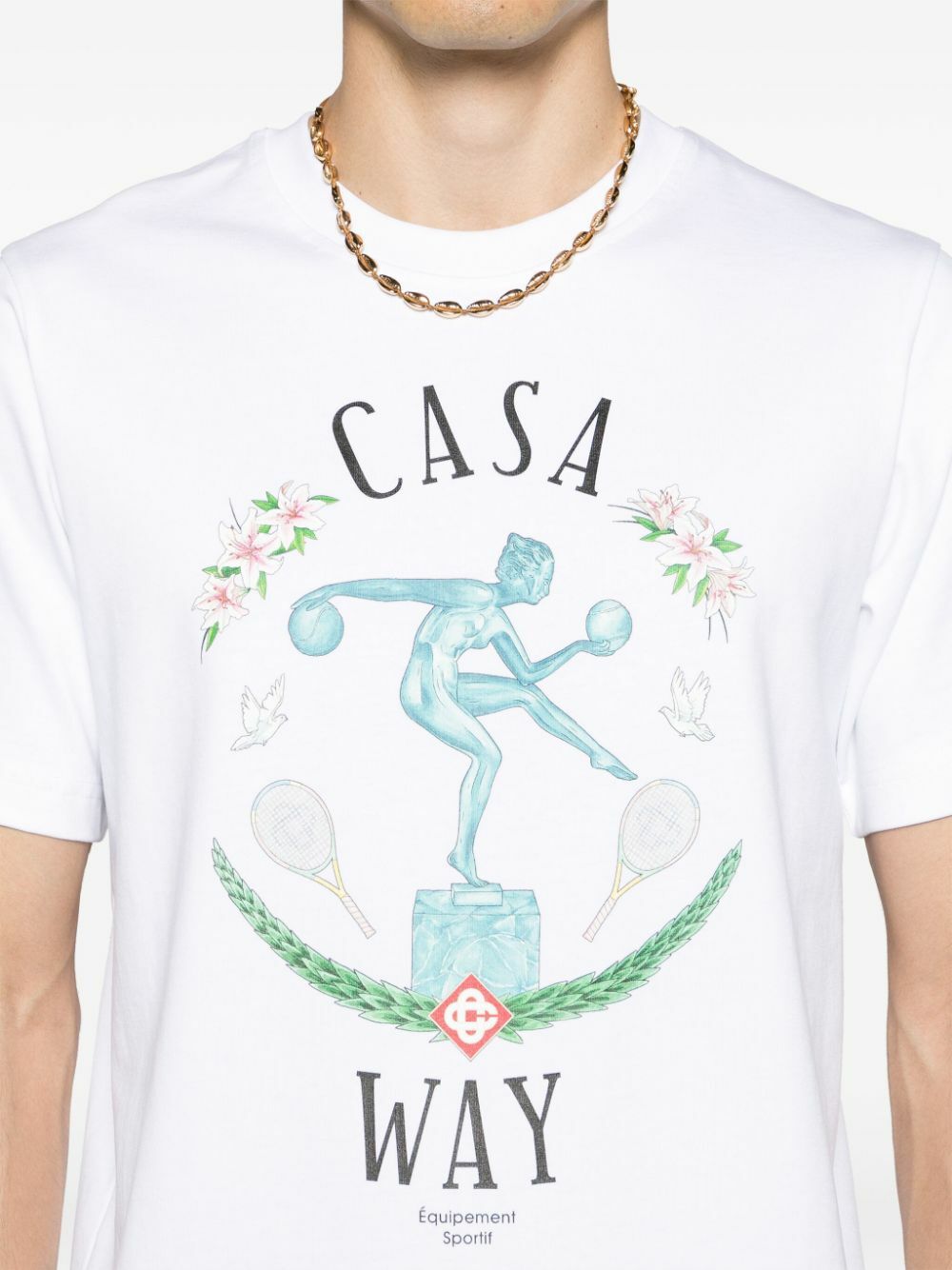 Casablanca White Sport Print Organic Cotton T-Shirt